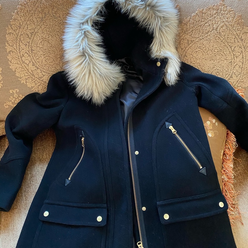JCrew stadium parka with fur trim